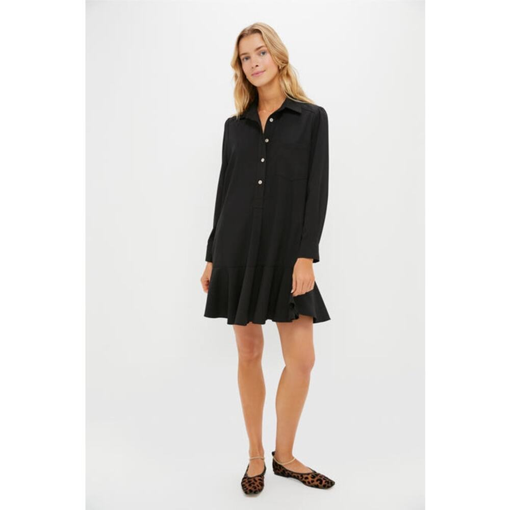 NWOT Pomander Place x Tuckernuck Black Crepe Callahan Shirt Dress Long Sleeve L - Picture 3 of 14